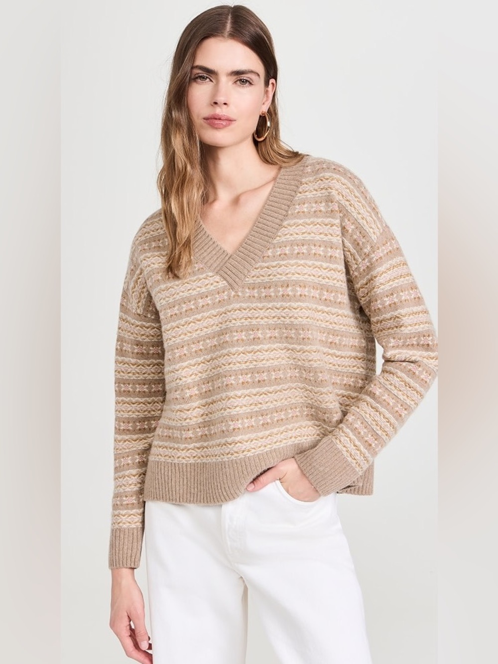 NWT Faherty Highland Fairisle V-Neck Sweater Size Small